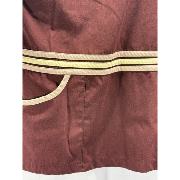 Reina Womens Contrast Trim Reddish-Brown Scrub Top Size Medium - Picture 2 of 6